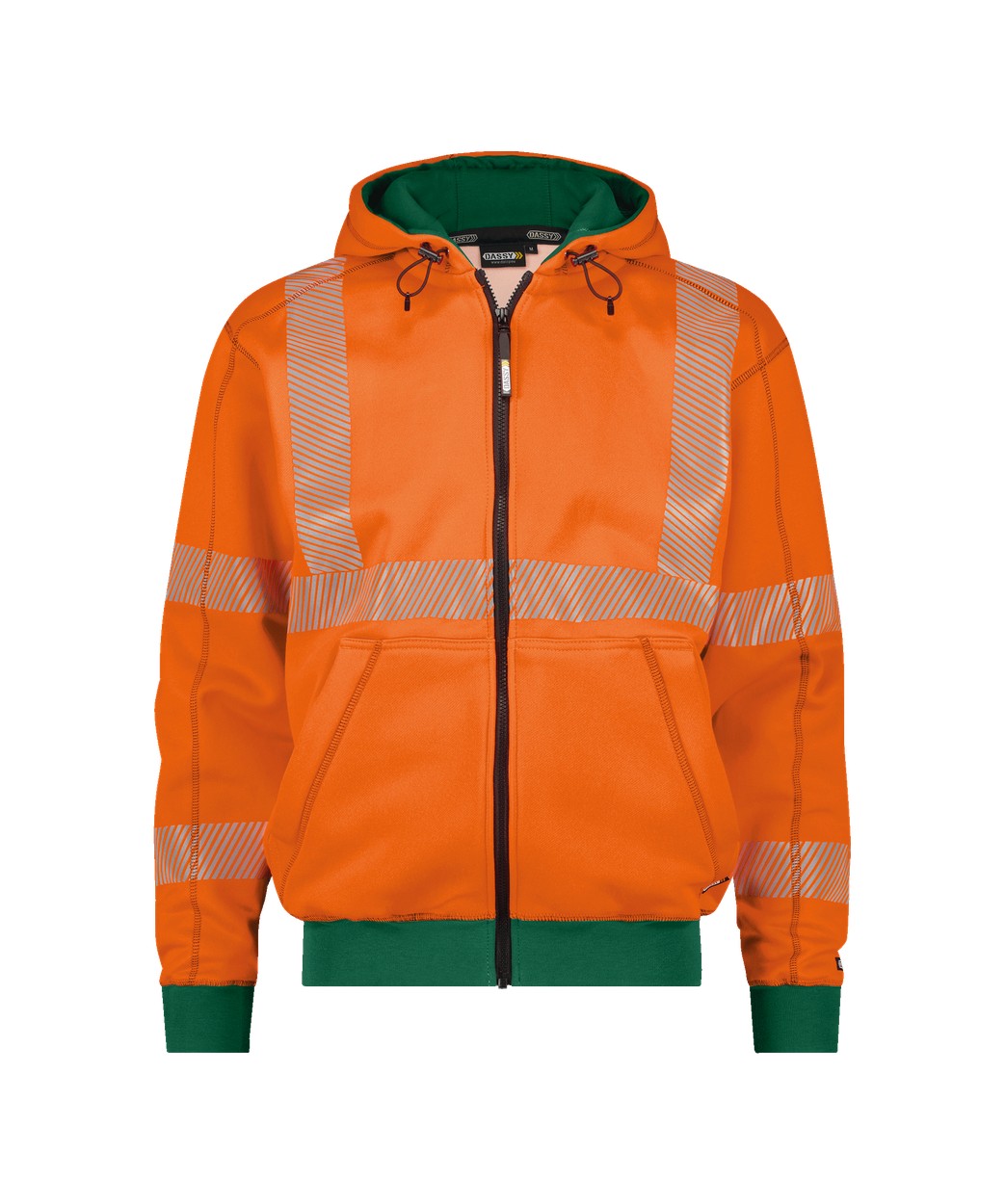DASSY® Evans in Neonorange/Flaschengrün – Vorderansicht