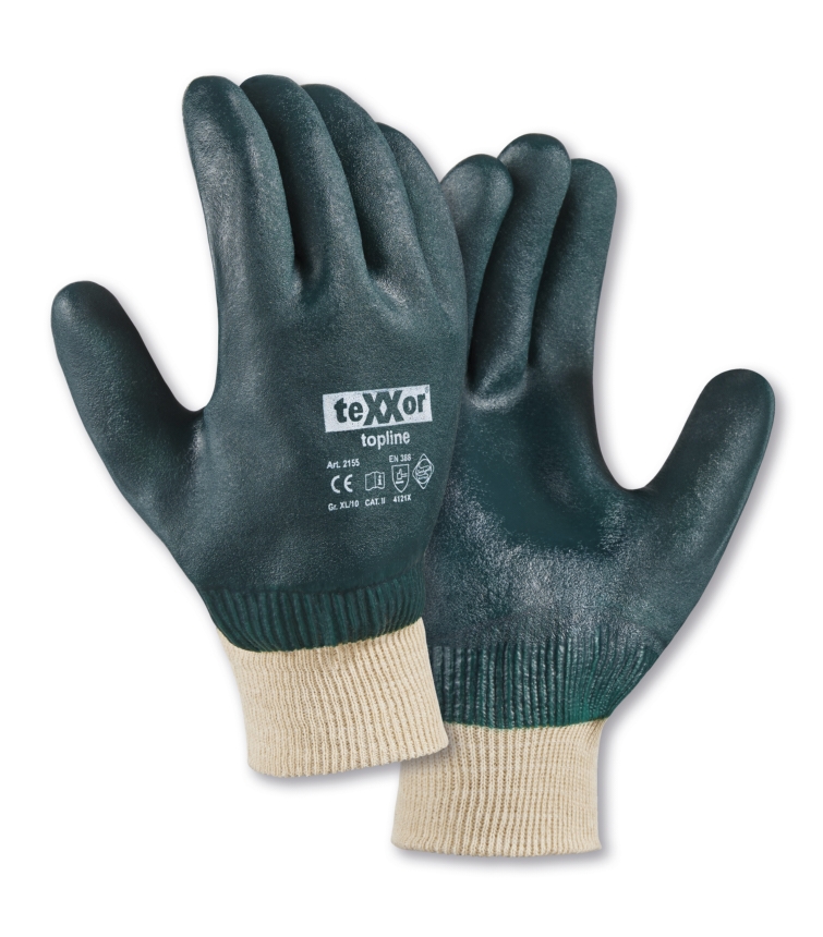 teXXor® PVC-Handschuhe GRÜN MIT STRICKBUND in Grün – Detailansicht