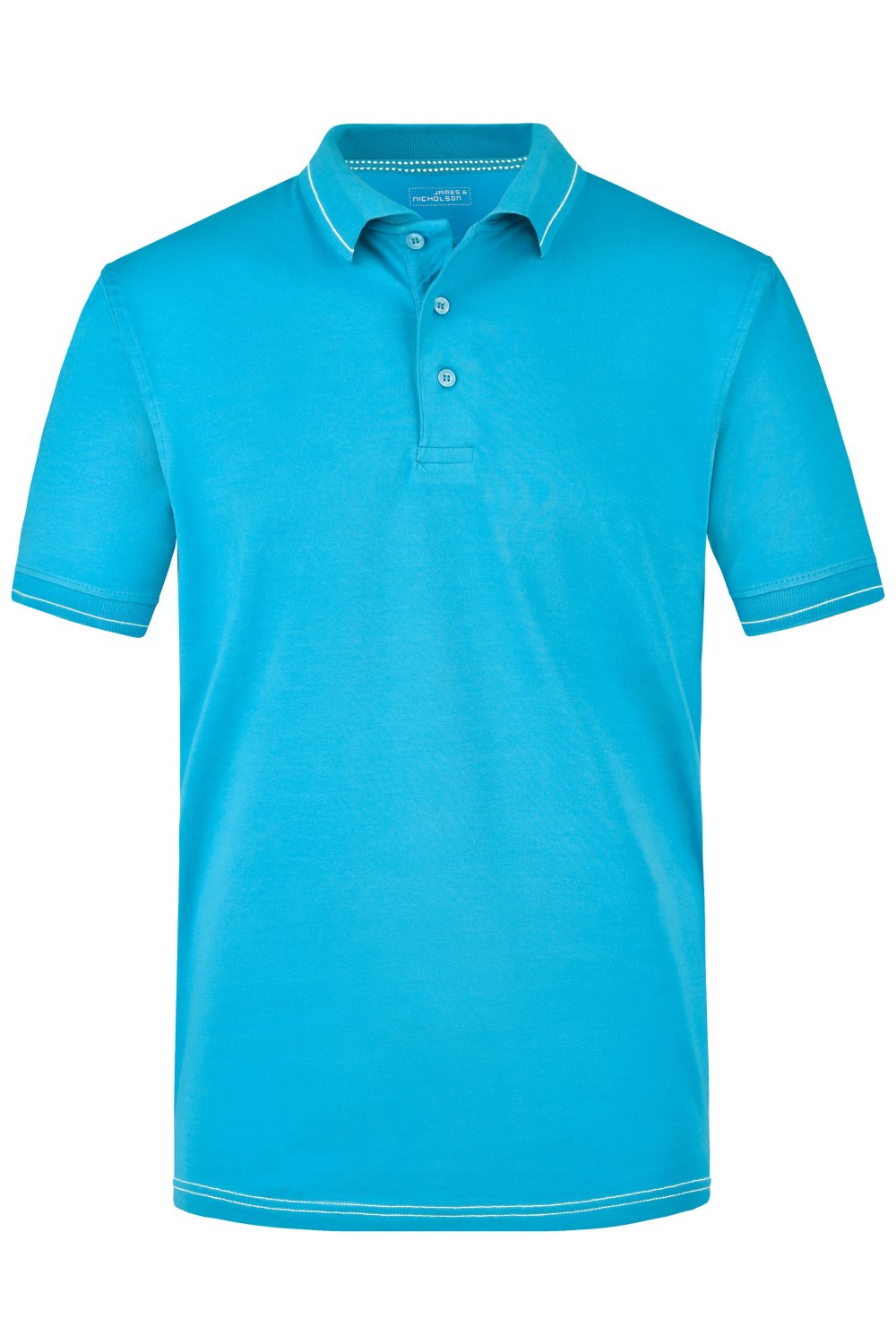 Daiber Men's Elastic Polo in Aqua/White – Vorderansicht