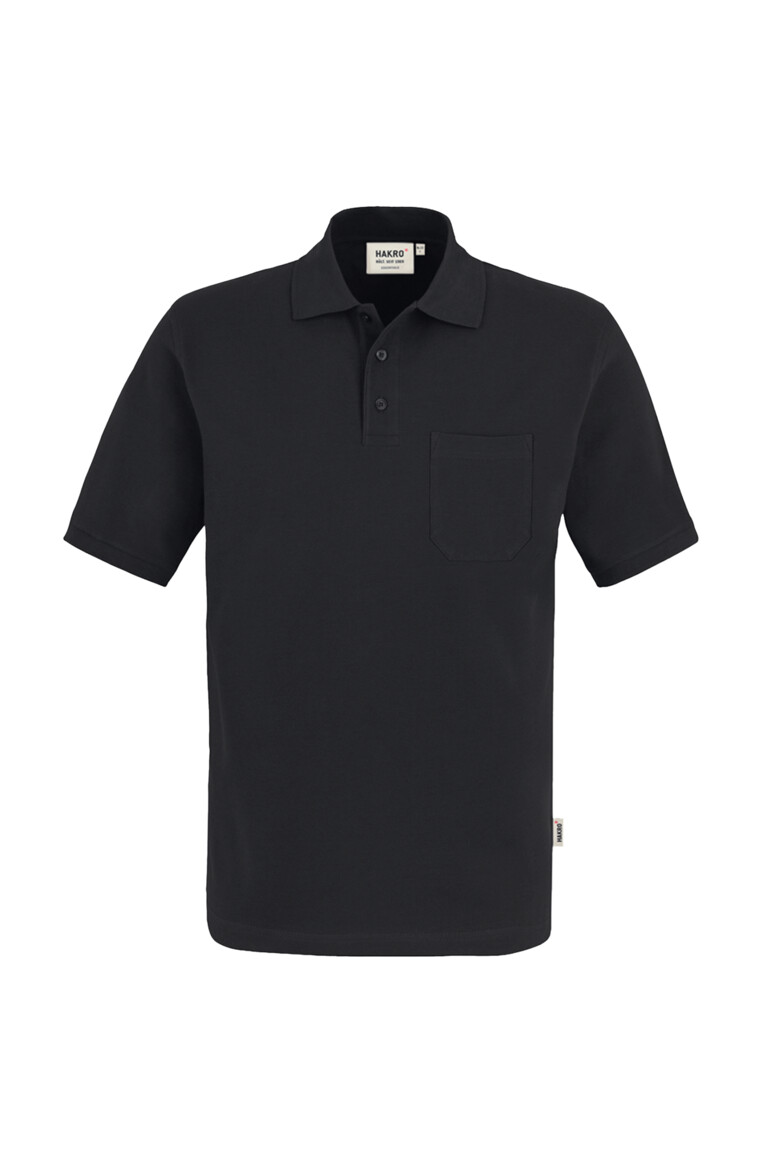 HAKRO 802 Pocket-Poloshirt Top in Schwarz – Vorderansicht