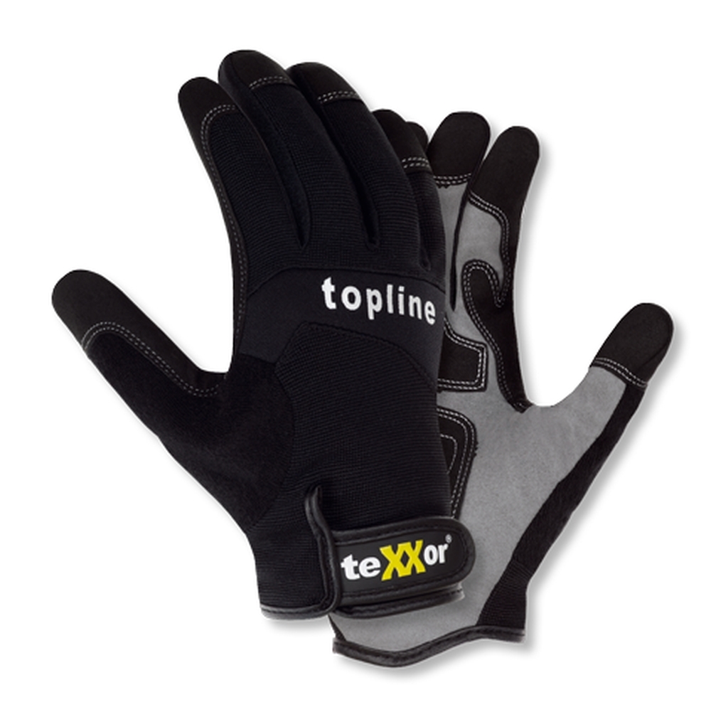teXXor® topline Kunstleder-Handschuhe TUCSON, SB-Verpackung in Schwarz/Grau – Vorderansicht