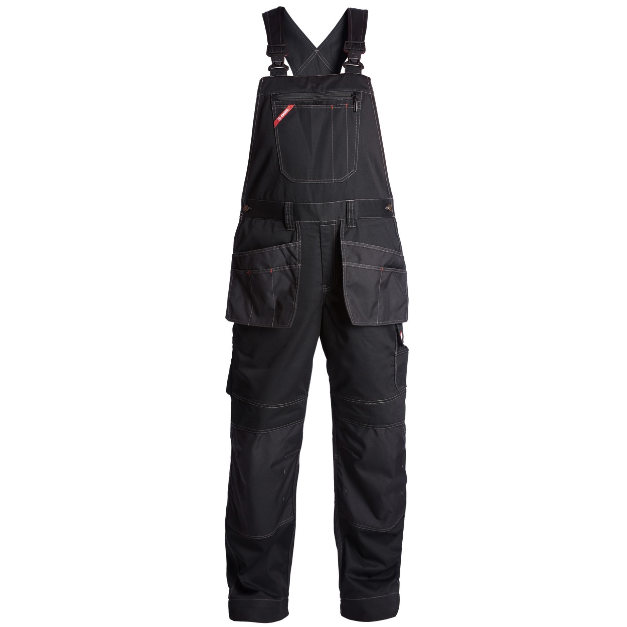 ENGEL Combat 3761-630 Latzhose mit Holstertaschen in Schwarz – Vorderansicht