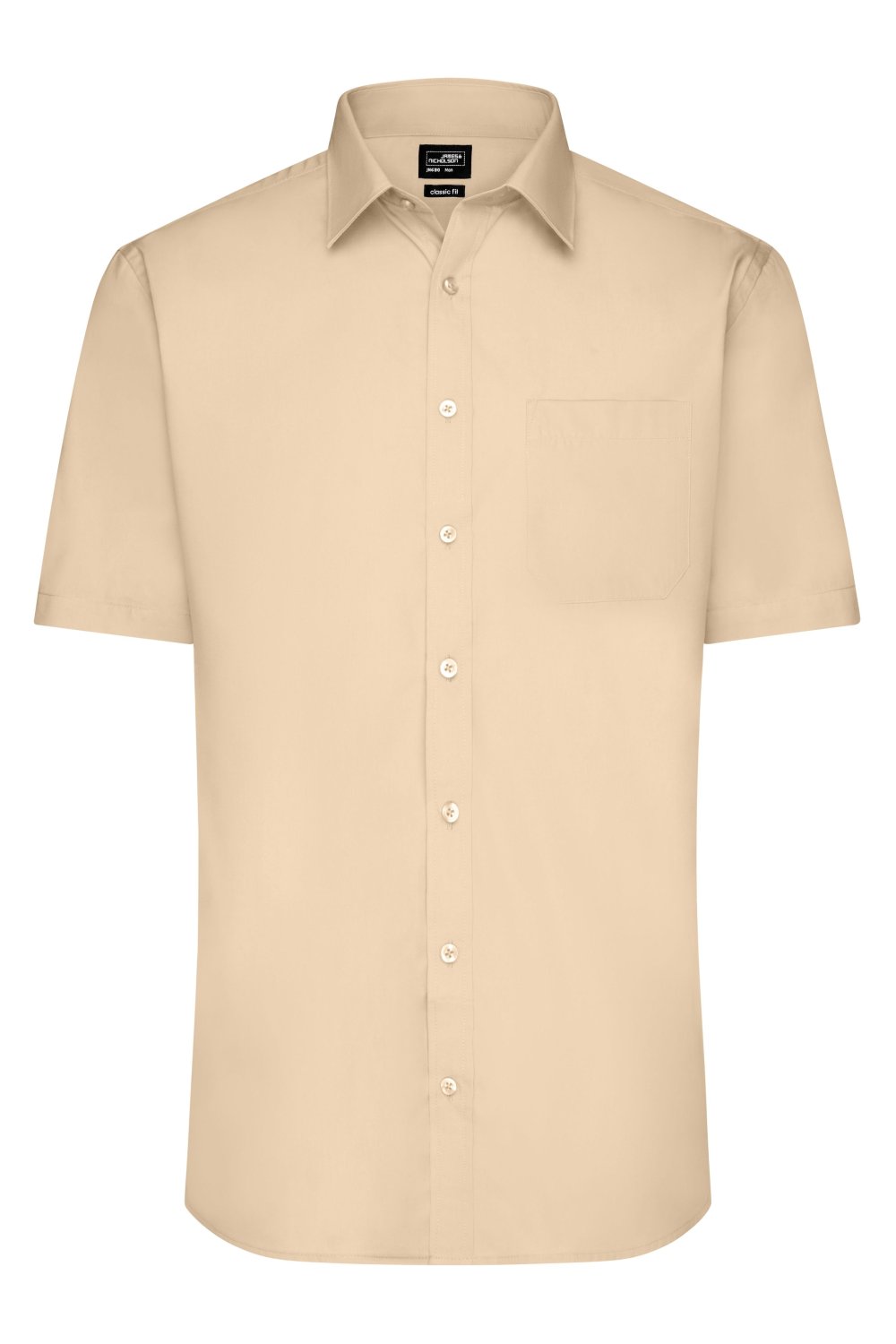 Daiber Men's Shirt Short-Sleeved Poplin in Stone – Vorderansicht