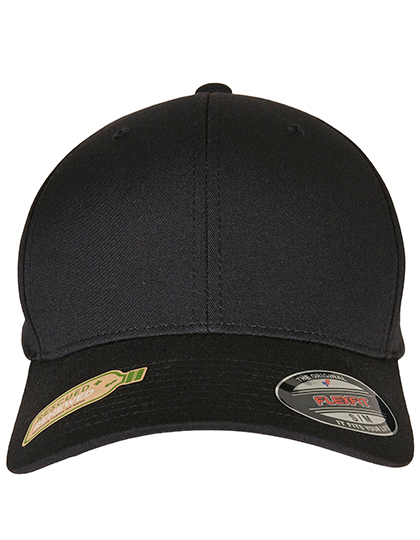 Flexfit Recycled Polyester Cap in Black – Vorderansicht