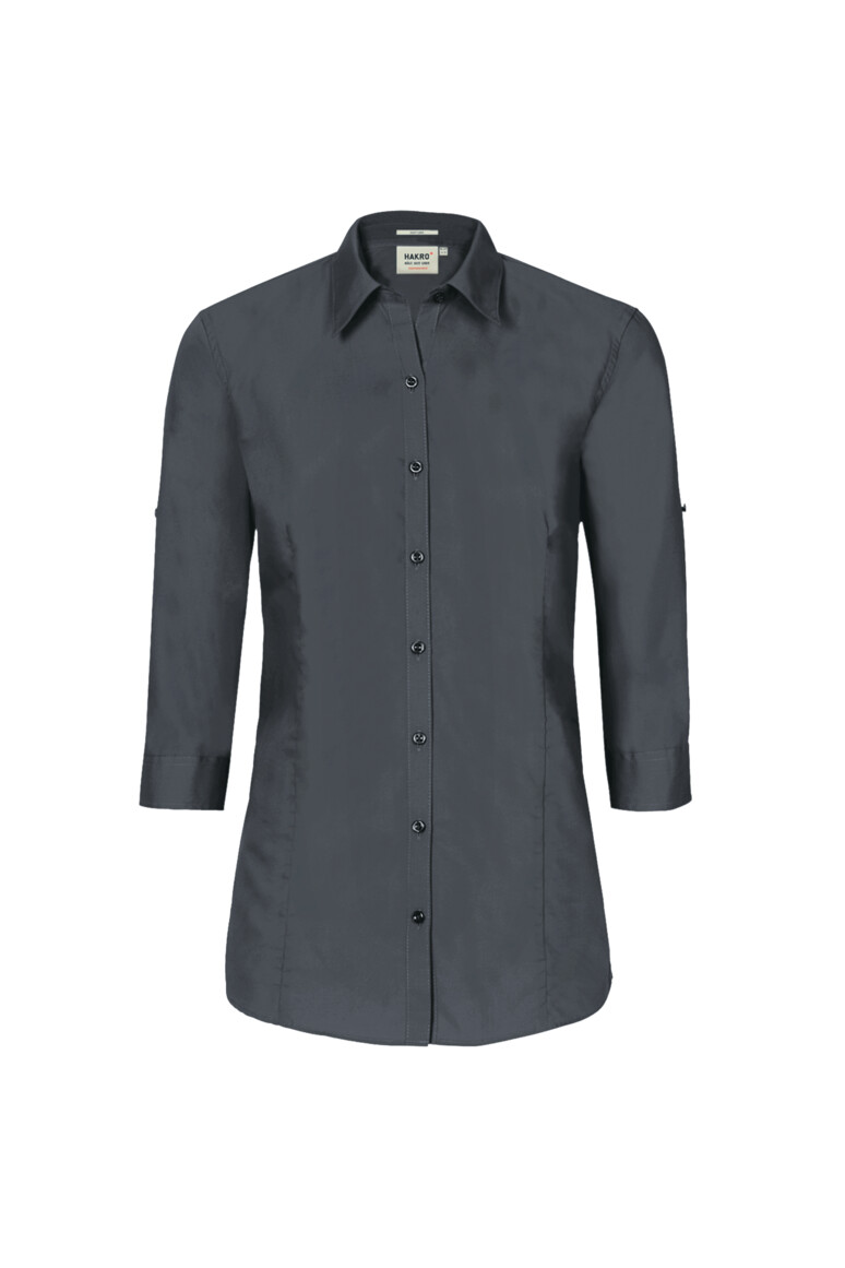 HAKRO 120 3/4-Arm-Vario Bluse MIKRALINAR® in Anthrazit – Vorderansicht