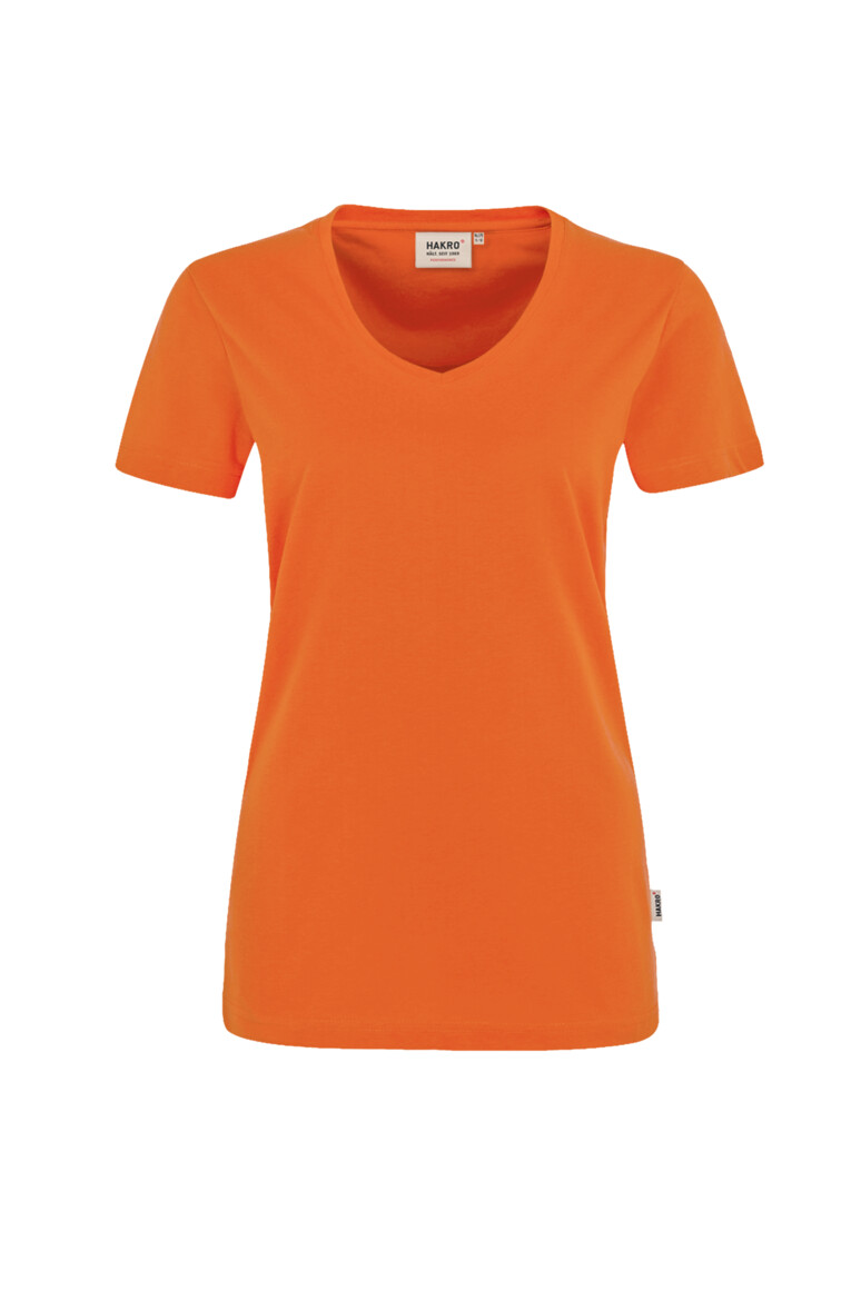 HAKRO 181 Damen V-Shirt MIKRALINAR® in Orange – Vorderansicht