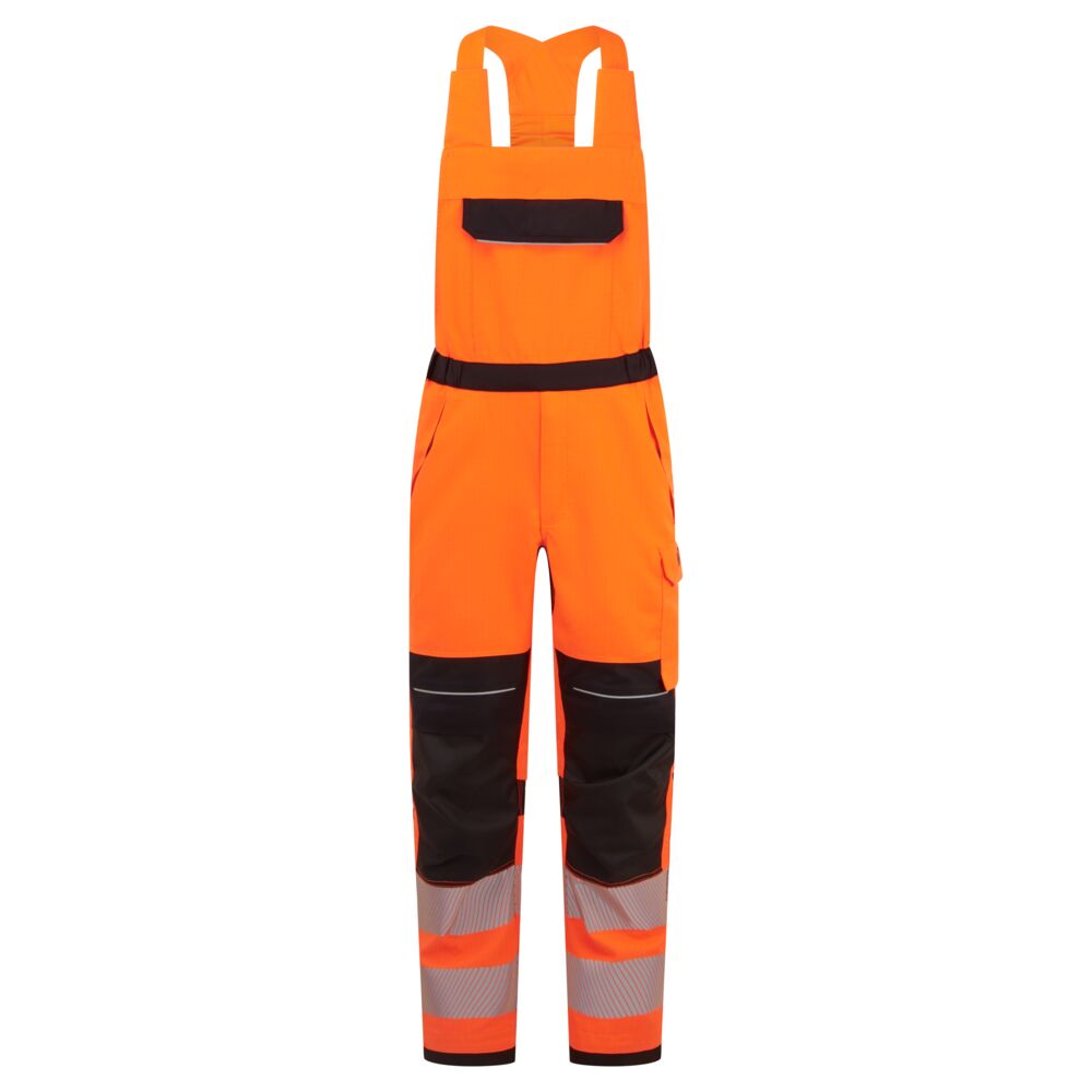 Portwest PW3 Modaflame Work HVO Multi-Norm FR Bib and Brace in Orange/Schwarz – Vorderansicht