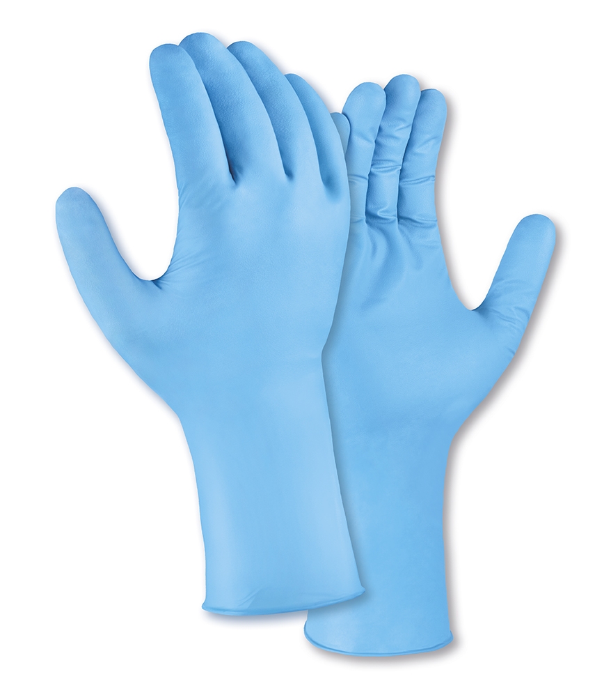 teXXor® Nitril-Einweg-Handschuhe High Risk in Blau – Vorderansicht