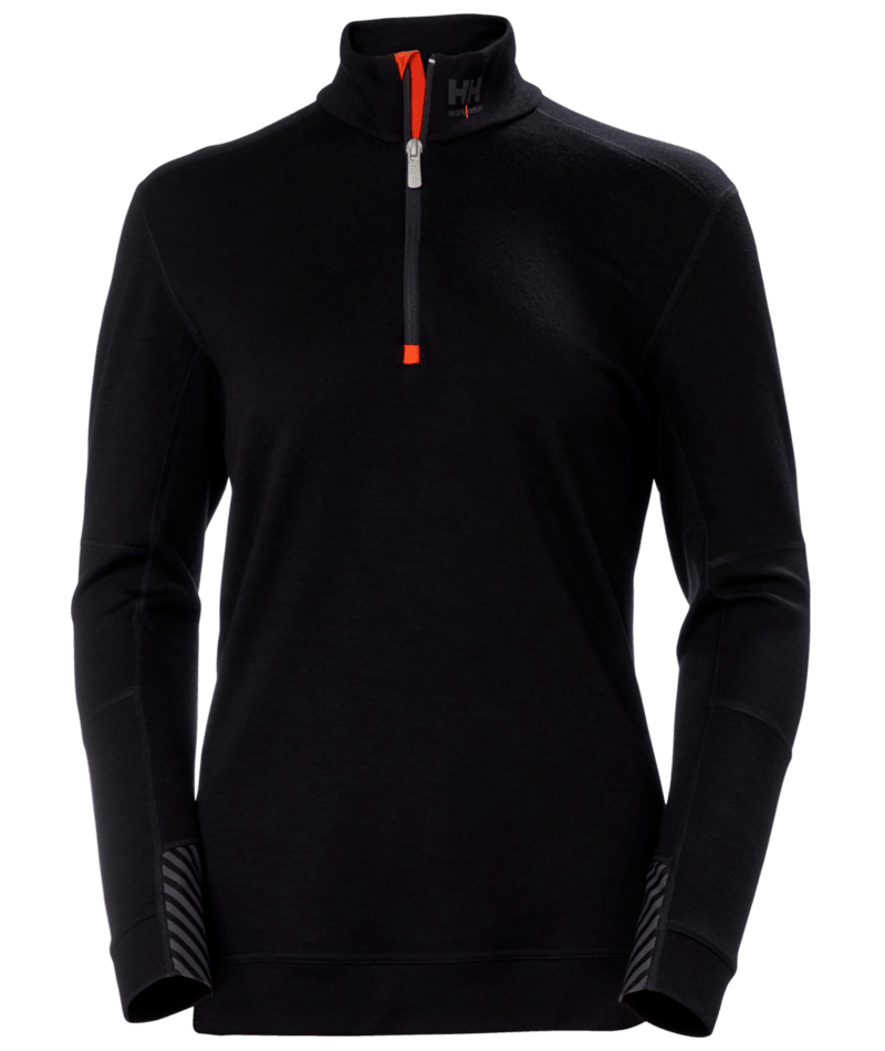 Helly Hansen Workwear W HH LIFA MERINO HALF ZIP in Schwarz – Vorderansicht