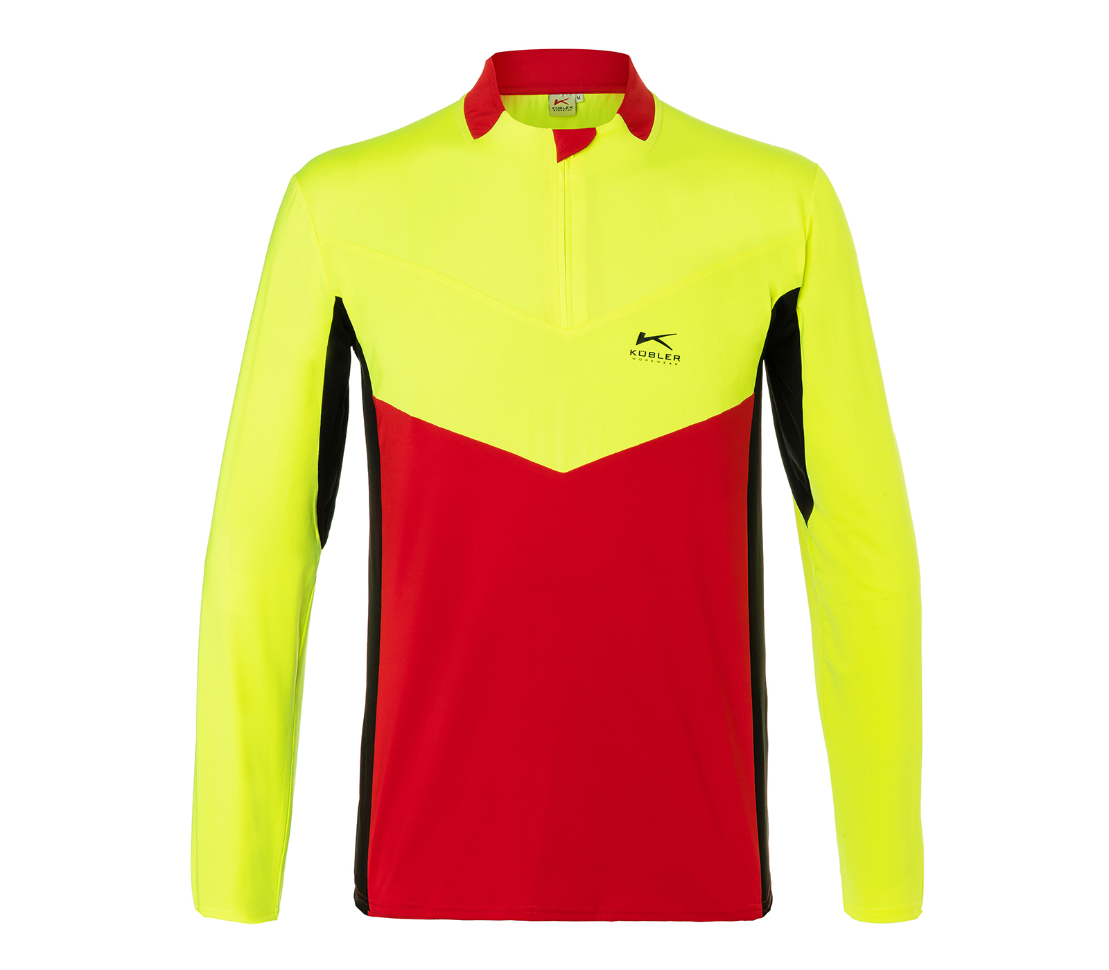 KÜBLER FOREST Funktionsshirt Langarm PSA 2 in Rot/Warngelb – Vorderansicht