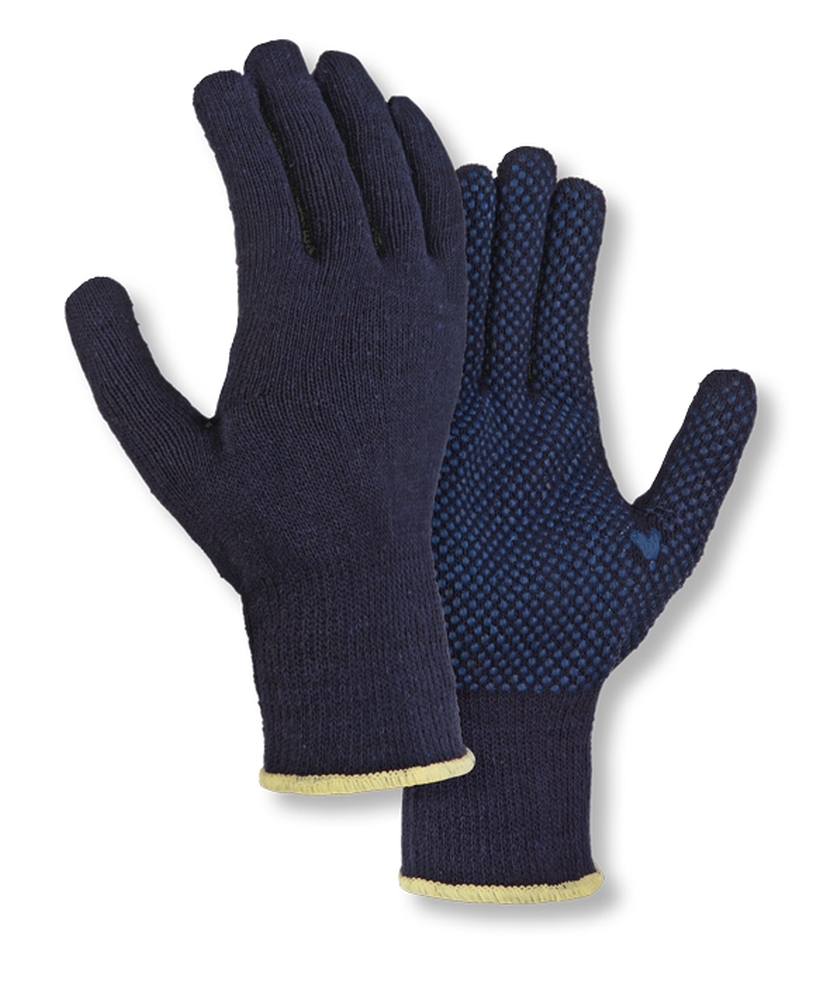teXXor® Mittelstrick-Handschuhe BAUMWOLLE/POLYESTER in Blau/Blaue Noppen – Vorderansicht