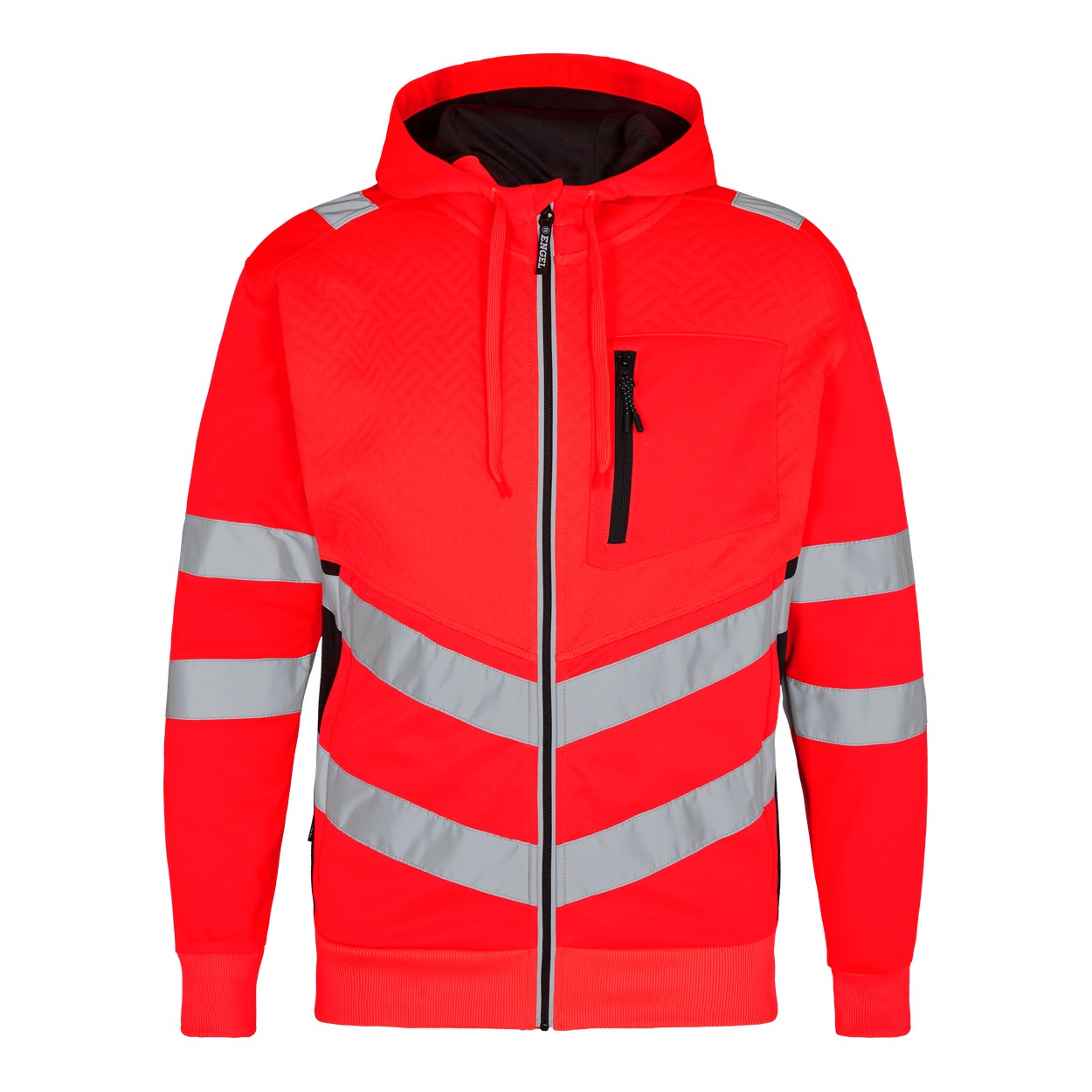 ENGEL Safety 8025-241 Sweatcardigan in Rot/Schwarz – Vorderansicht