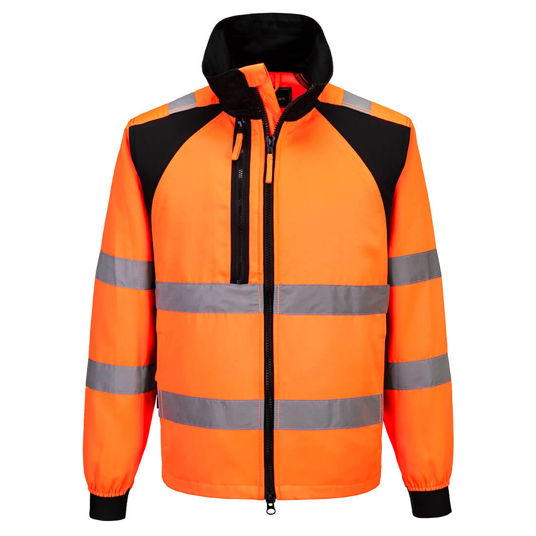 Portwest WX2 Eco Hi-Vis Work Jacket in Orange/Schwarz – Vorderansicht