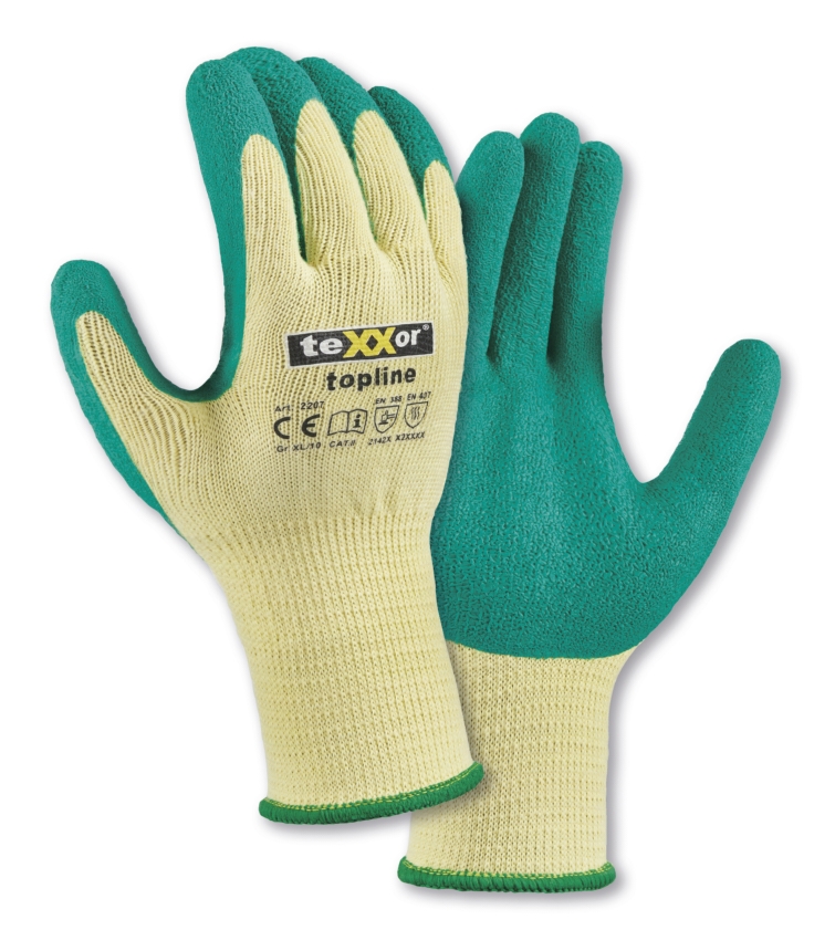 teXXor® Grobstrick-Handschuhe POLYESTER in Gelb/Grün – Detailansicht