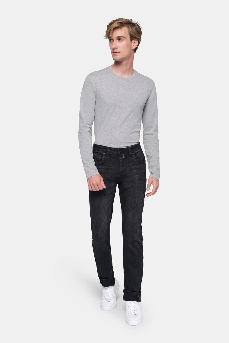 HAKRO 731 5-Pocket-Jeanshose X-Stretch ECO in Schwarz – Modellansicht