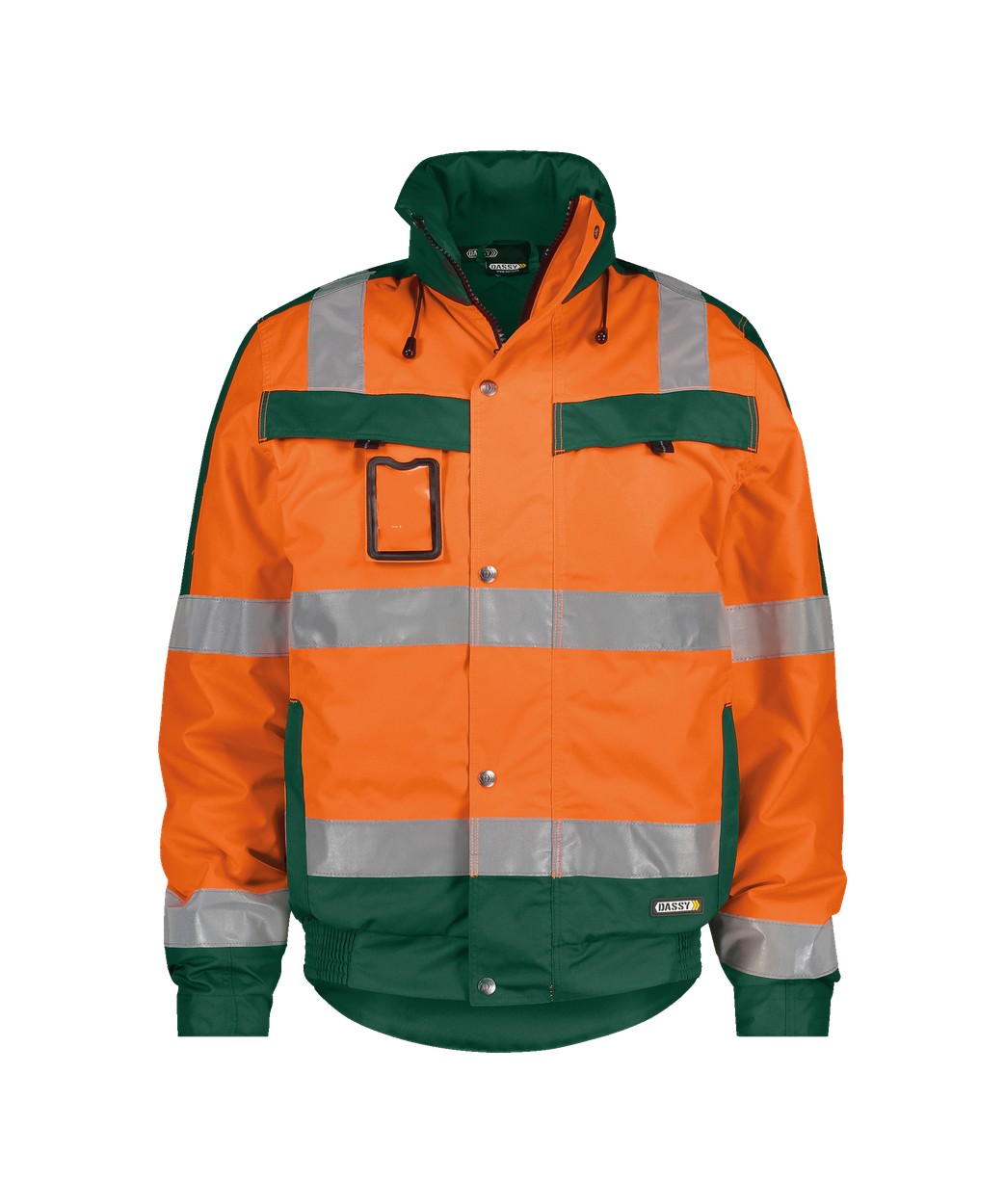 DASSY® Lima in Neonorange/Flaschengrün – Vorderansicht