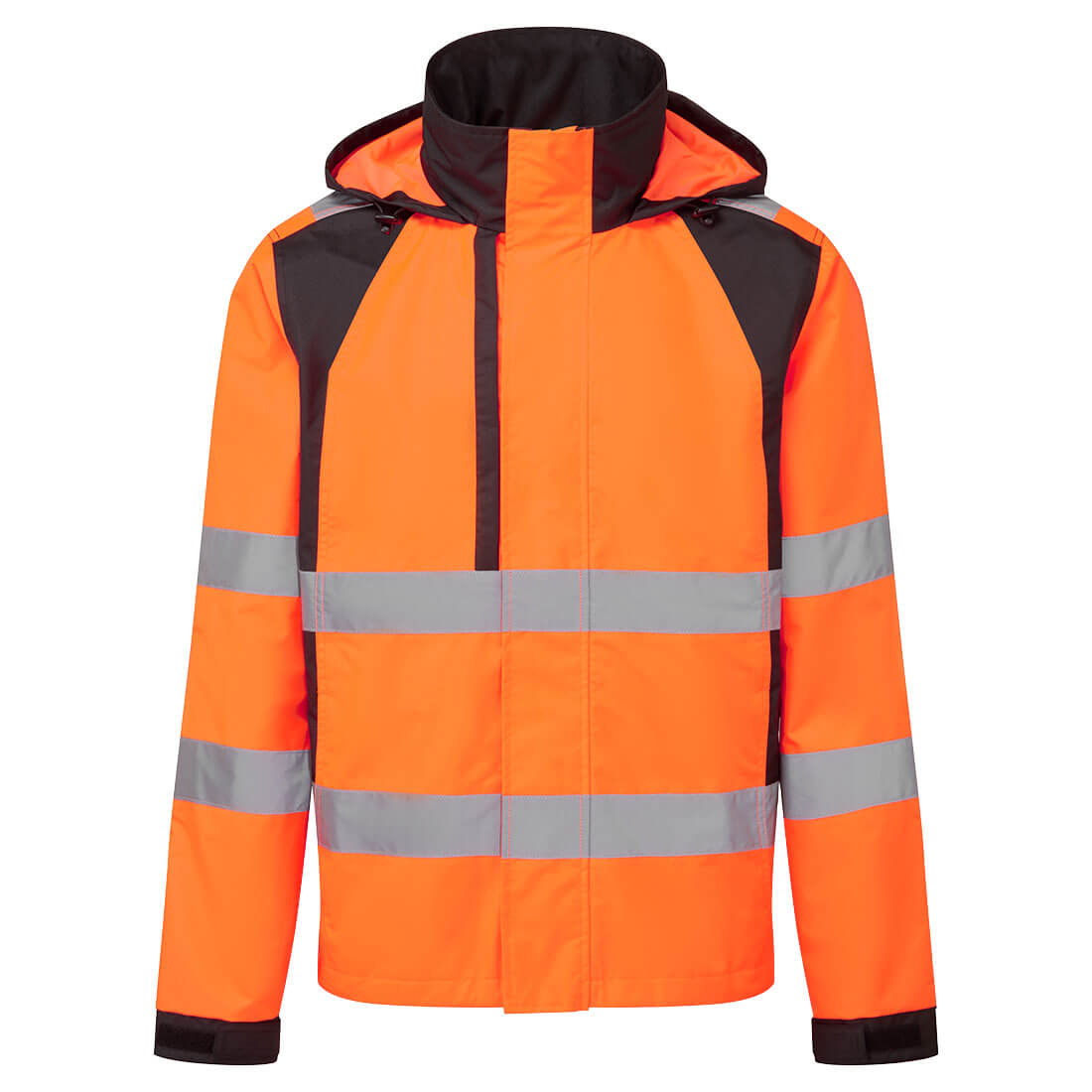 Portwest WX2 Eco Hi-Vis Rain Jacket in Orange/Schwarz – Vorderansicht