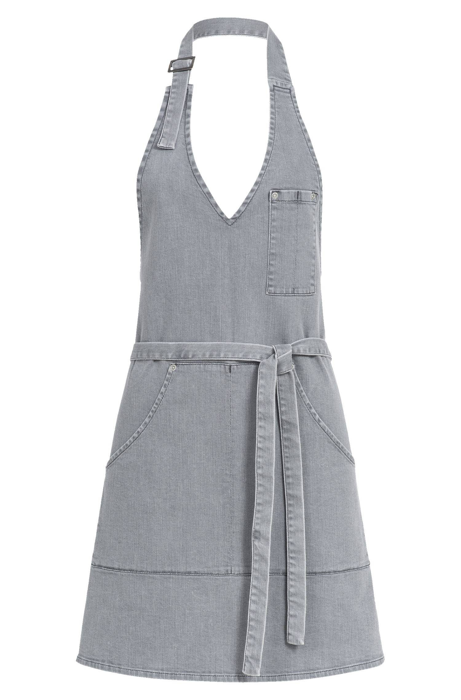 Greiff Damen-Latzschürze denim 70x61 cm in Light Grey Denim – Vorderansicht