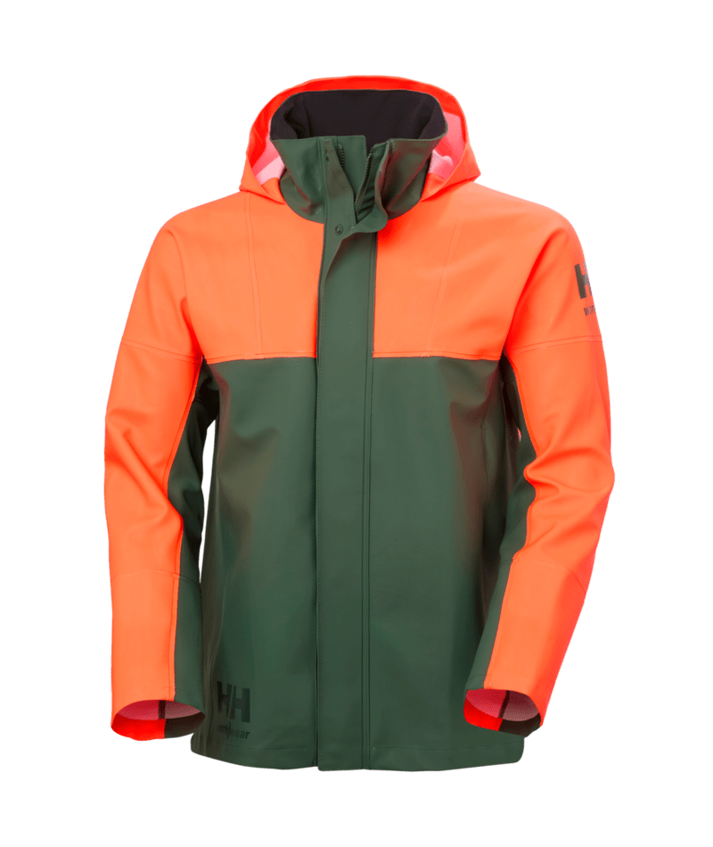 Helly Hansen Workwear NJORD RAIN JACKET in Orange/Tanne – Vorderansicht