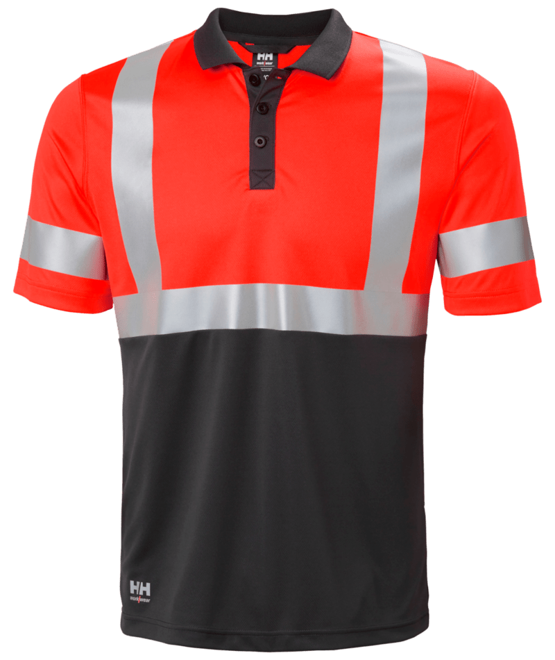 Helly Hansen Workwear ADDVIS POLO CL 1 in Rot/Anthrazit – Vorderansicht