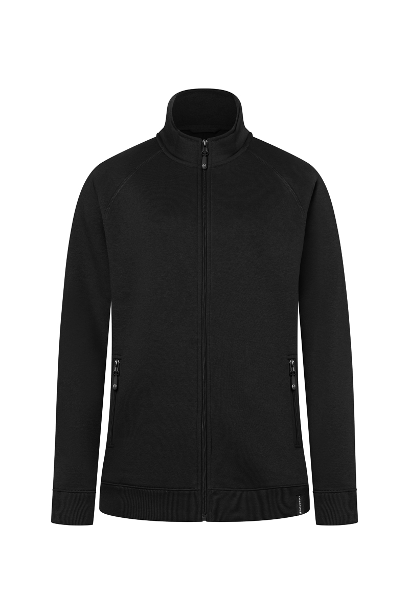 Karlowsky Damen Workwear Sweatjacke Soft-Face in Schwarz – Vorderansicht