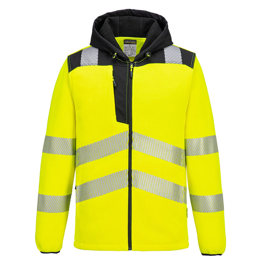 Portwest PW3 Hi-Vis Technical Fleece in Gelb/Schwarz – Vorderansicht