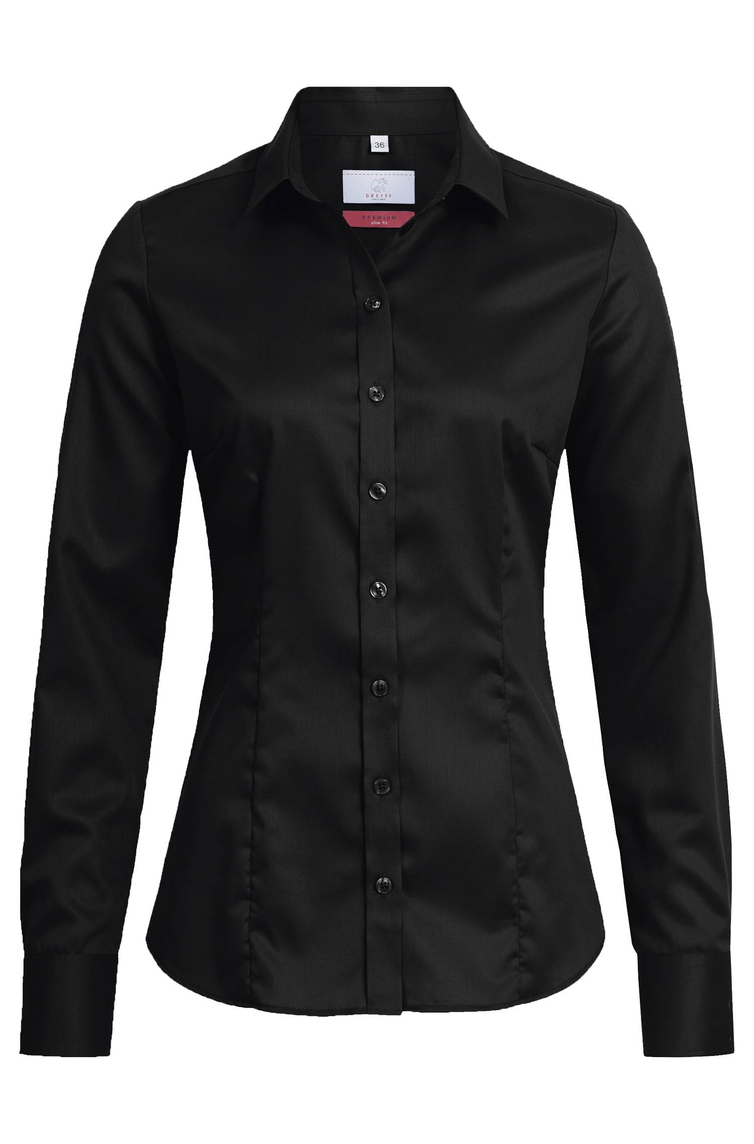 Greiff Damen-Bluse 1/1 SF Premium in Schwarz – Vorderansicht