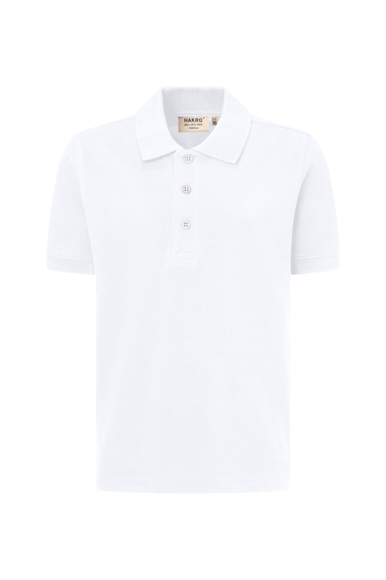 HAKRO 545 Kinder Poloshirt Bio-Baumwolle in Weiß – Vorderansicht
