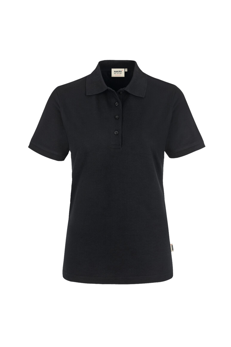 HAKRO 216 Damen Poloshirt MIKRALINAR® in Schwarz – Vorderansicht