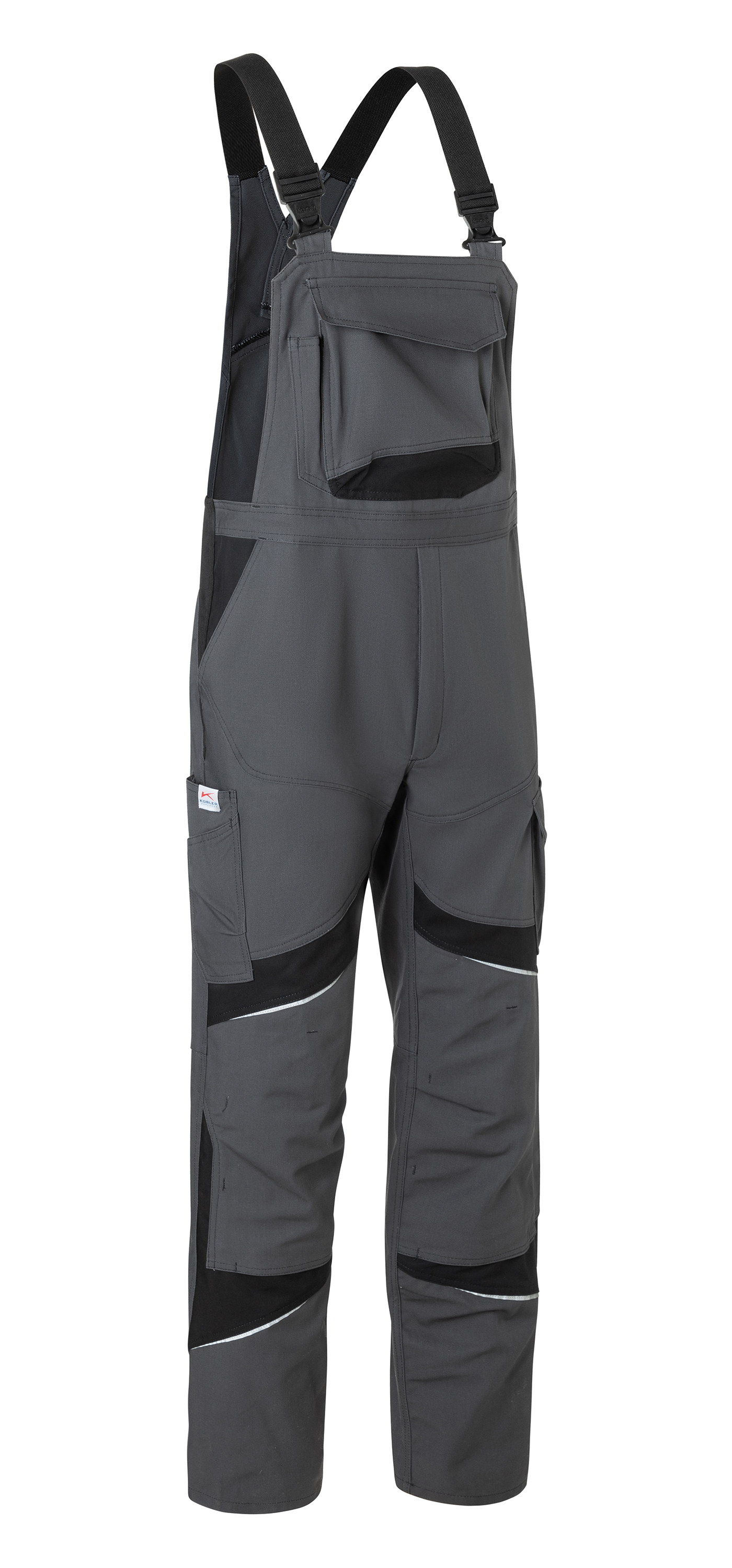 KÜBLER ACTIVIQ cotton+ Latzhose HIGH PSA 2 in Anthrazit/Schwarz – Vorderansicht