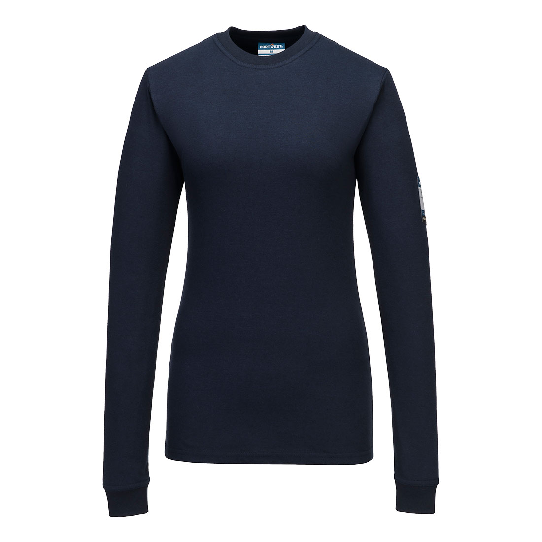 Portwest Modaflame Knit FR Women's Long Sleeve T-Shirt in Marine – Vorderansicht