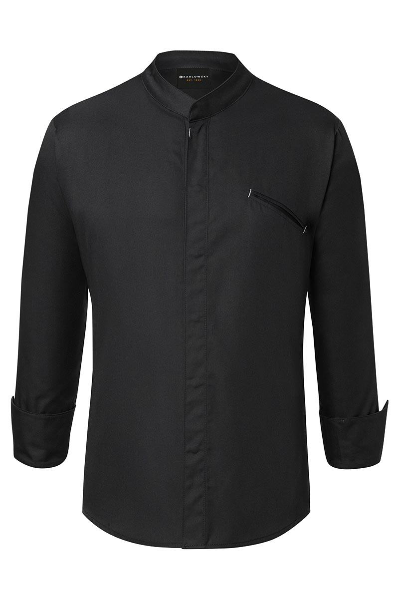 Karlowsky Kochjacke Modern-Touch in Schwarz – Vorderansicht