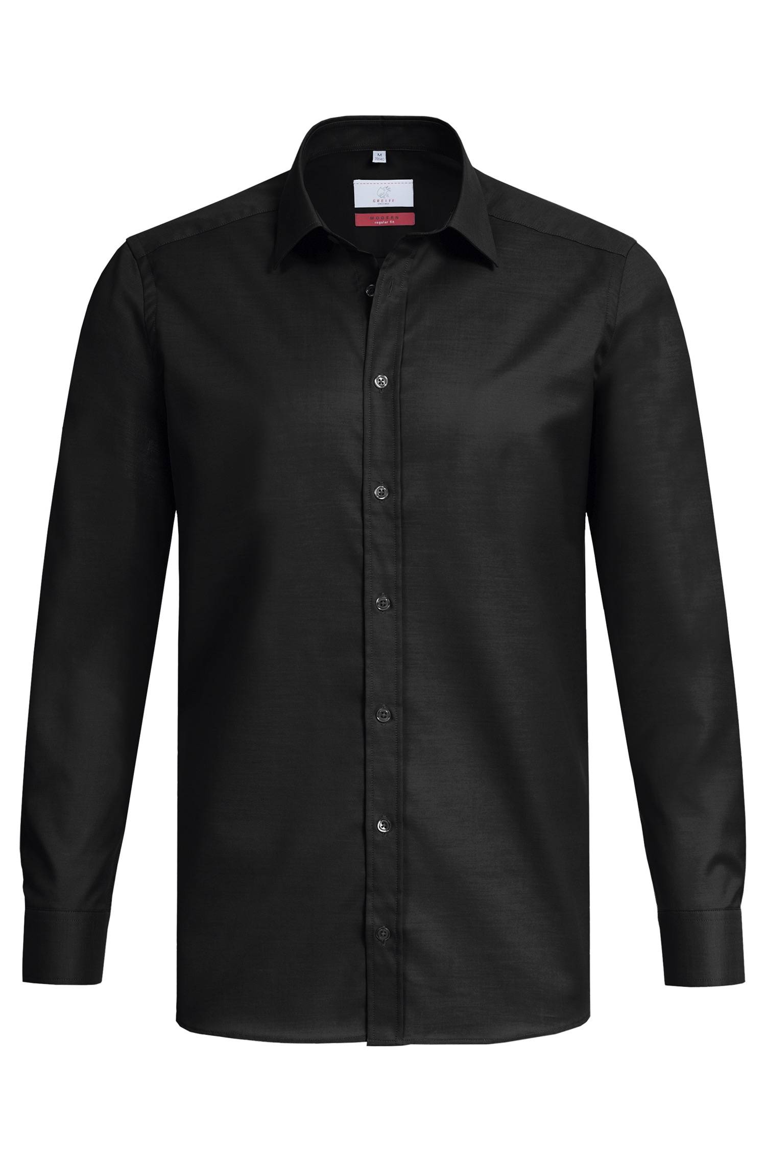 Greiff Herren-Hemd 1/1 RF Modern 37.5 in Schwarz – Vorderansicht