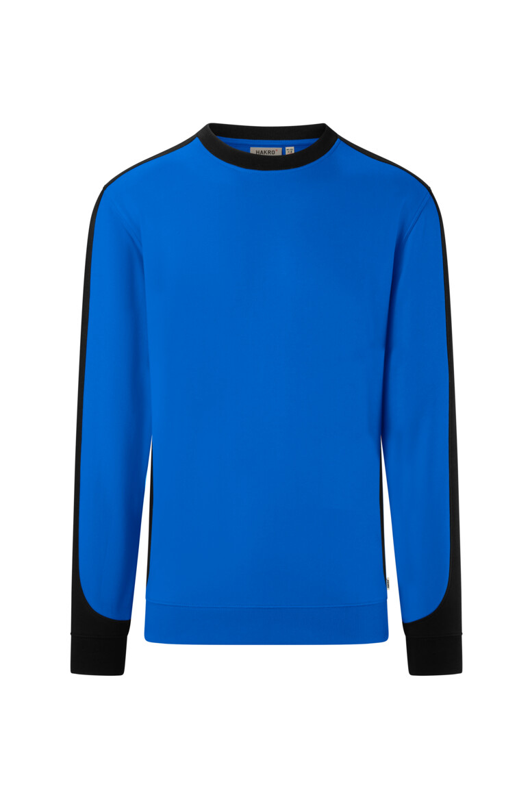 HAKRO 549 Sweatshirt Contrast MIKRALINAR® ECO in Royalblau/Schwarz – Vorderansicht