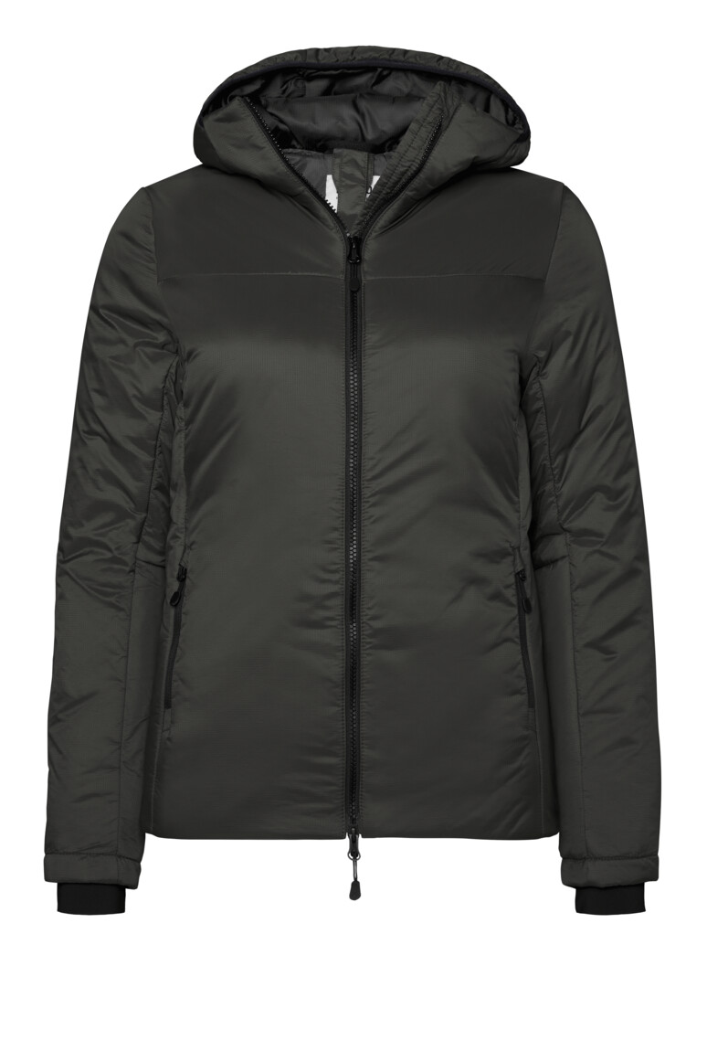 HAKRO 289 Damen Kapuzen-Thermo-Loftjacke in Karbongrau – Vorderansicht