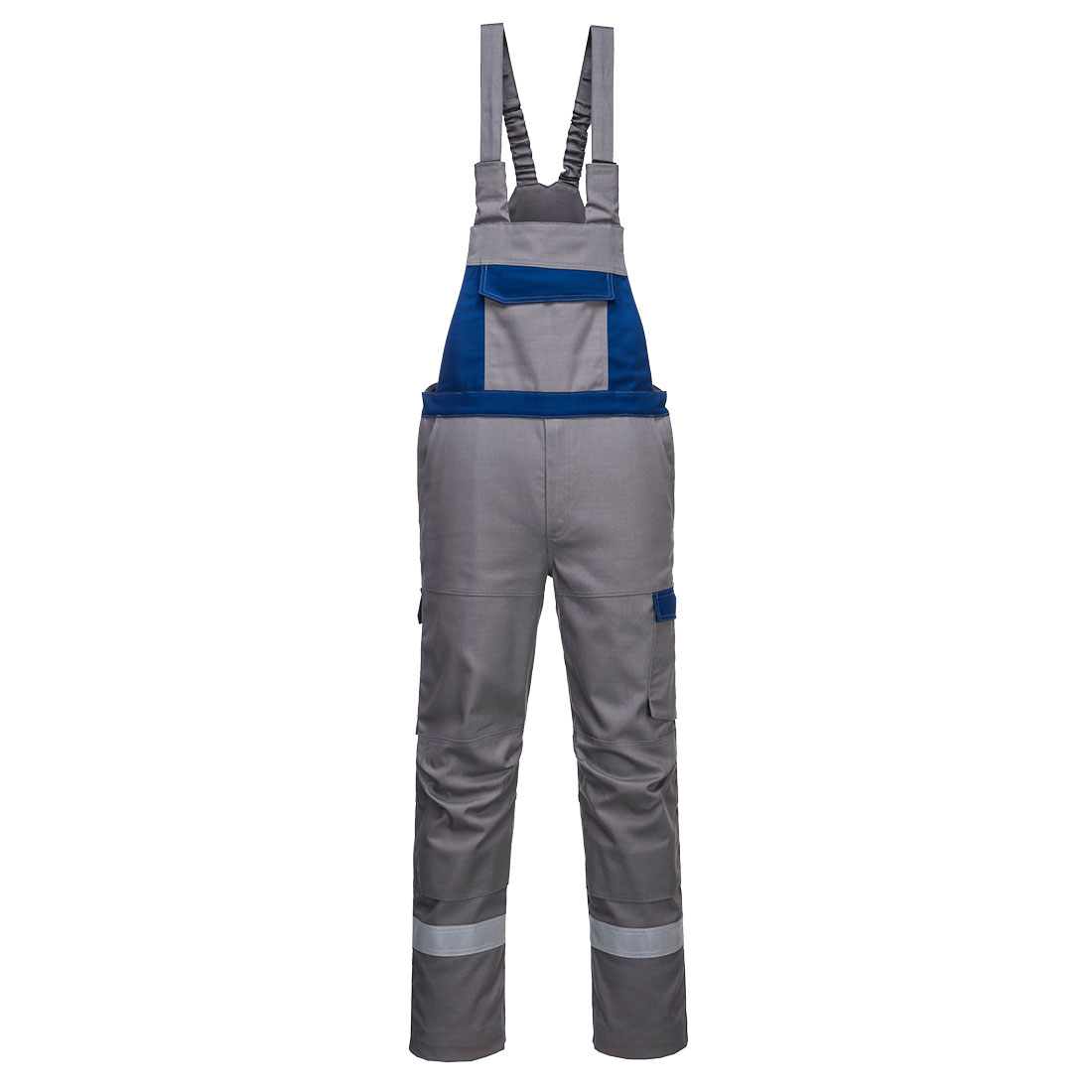 Portwest Bizflame Industry Two Tone FR Bib and Brace in Grau – Vorderansicht