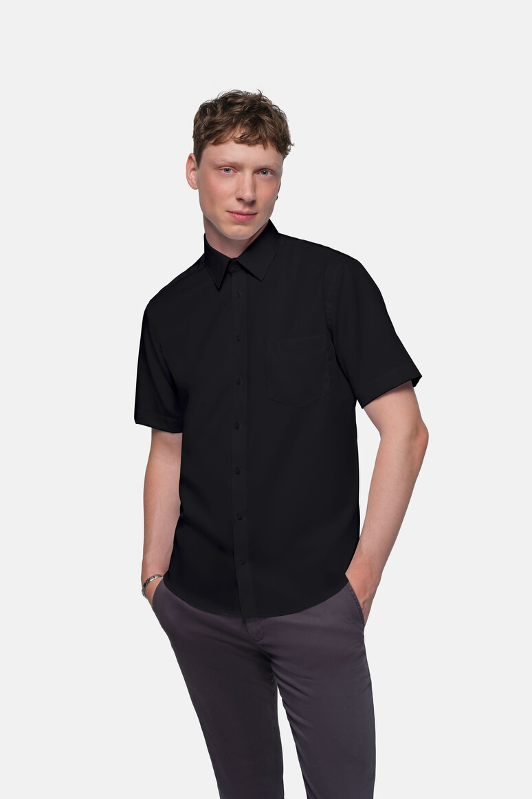 HAKRO 107 1/2-Arm Hemd Business Comfort in Schwarz – Modellansicht
