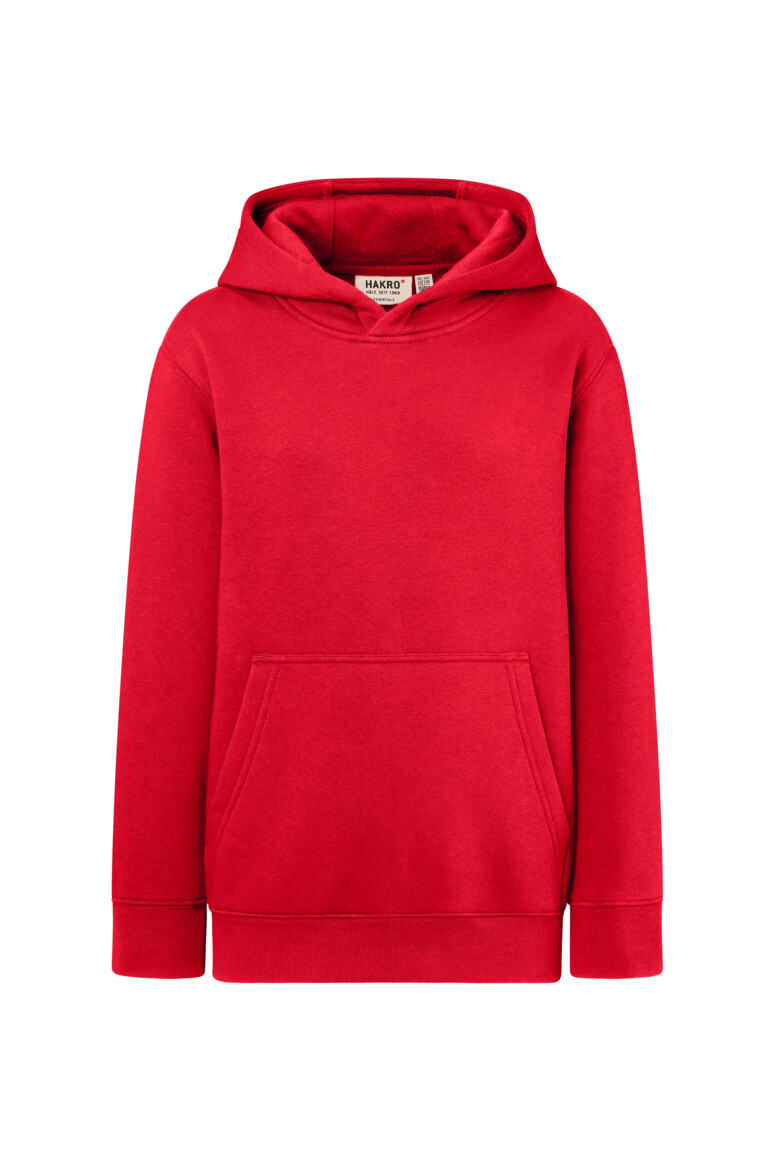 HAKRO 562 Kinder Kapuzen-Sweatshirt Bio-Baumwolle in Rot – Vorderansicht