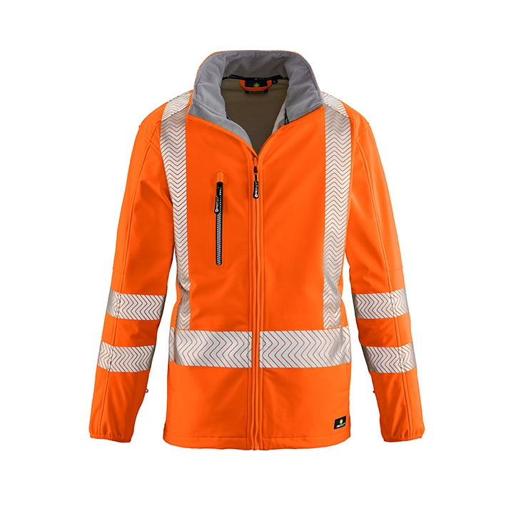 4PROTECT® Warnschutz-Softshelljacke TYLER in Leuchtorange – Vorderansicht