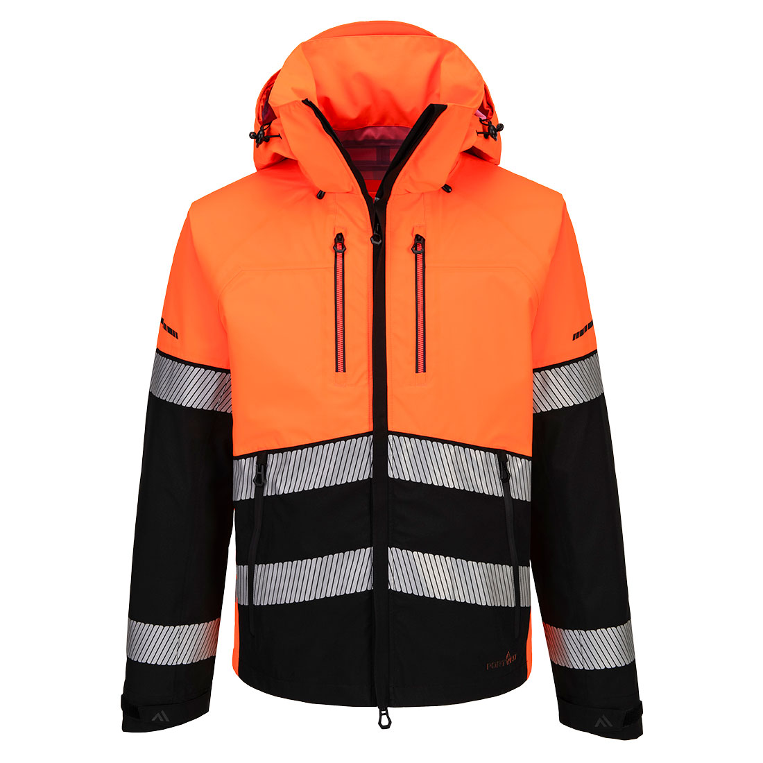 Portwest EV4 Hi-Vis Shell Jacket (3L) in Orange/Schwarz – Vorderansicht