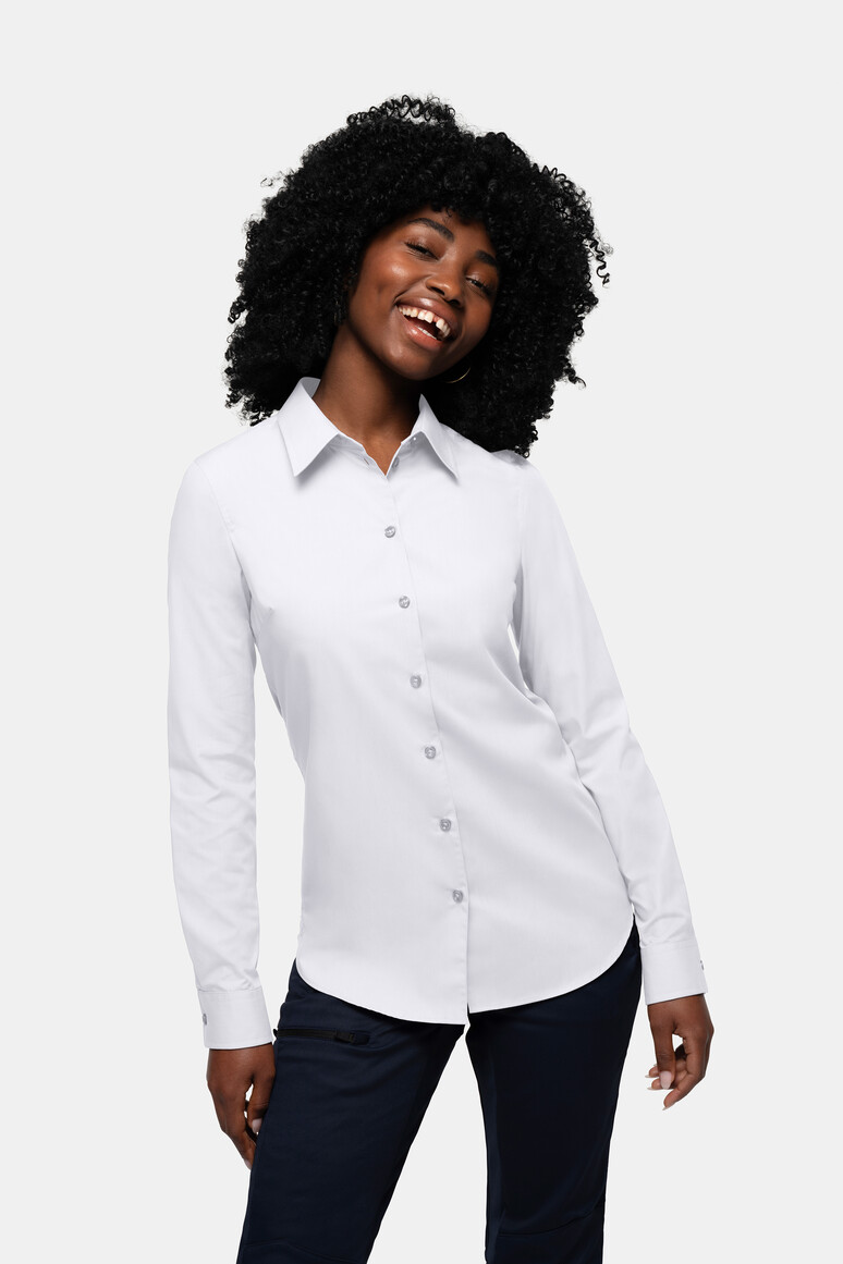 HAKRO 121 Bluse MIKRALINAR® in Weiß – Modellansicht