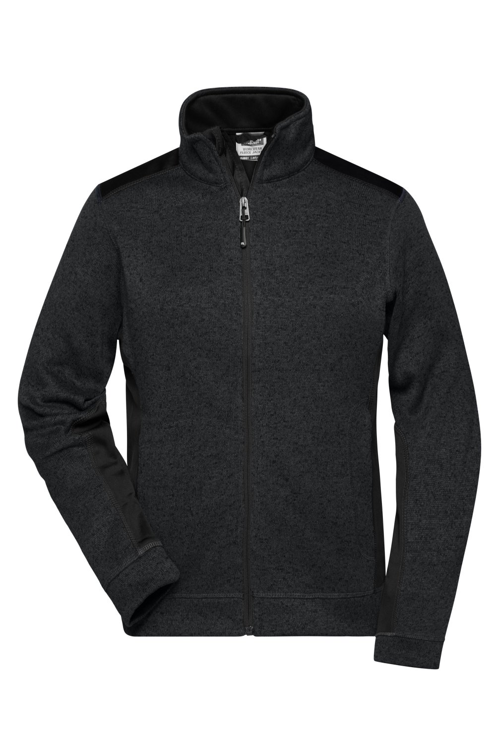 Daiber Ladies' Knitted Workwear Fleece Jacket - STRONG - in Black/Black – Vorderansicht