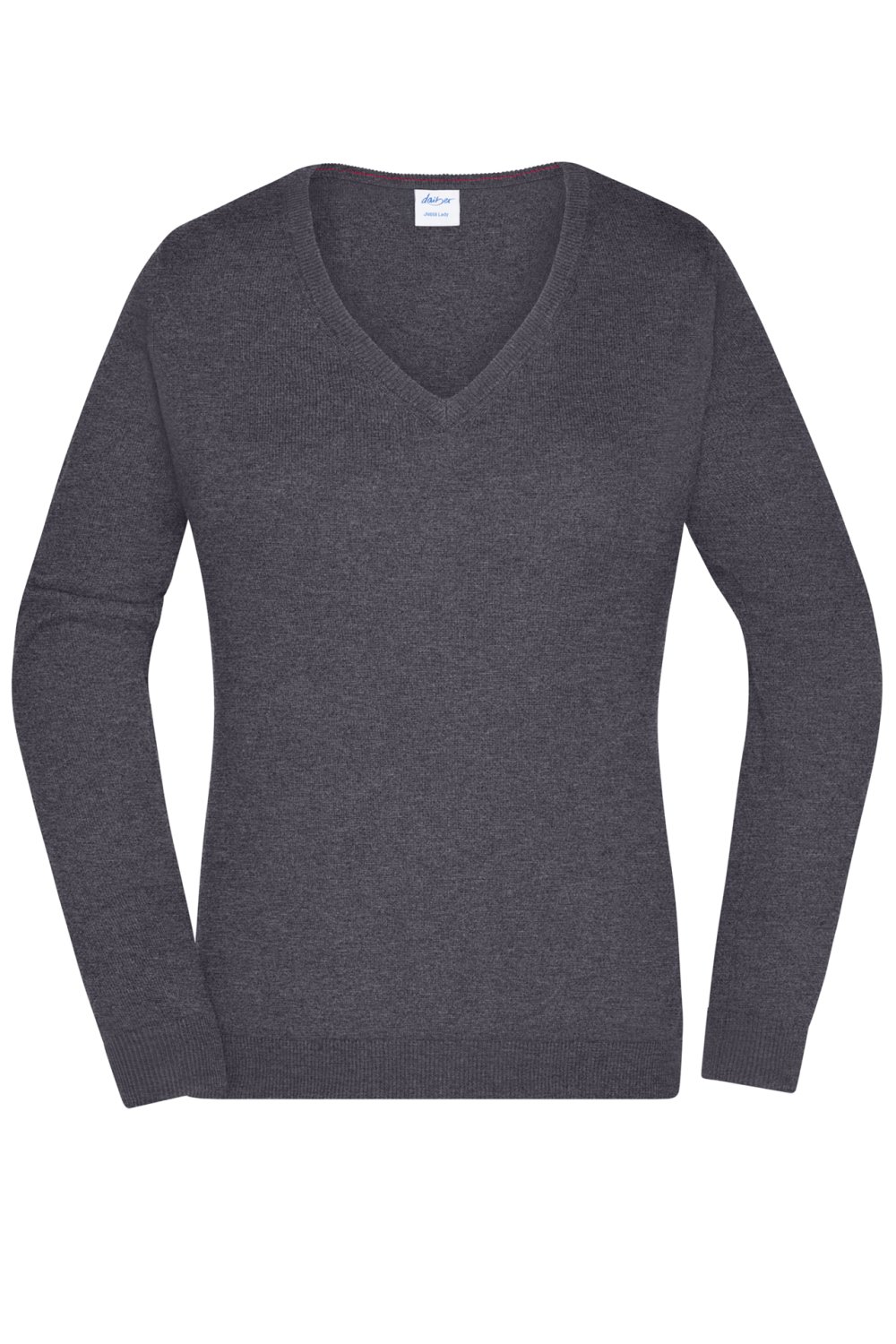 Daiber Ladies' V-Neck Pullover in Anthracite-Melange – Vorderansicht