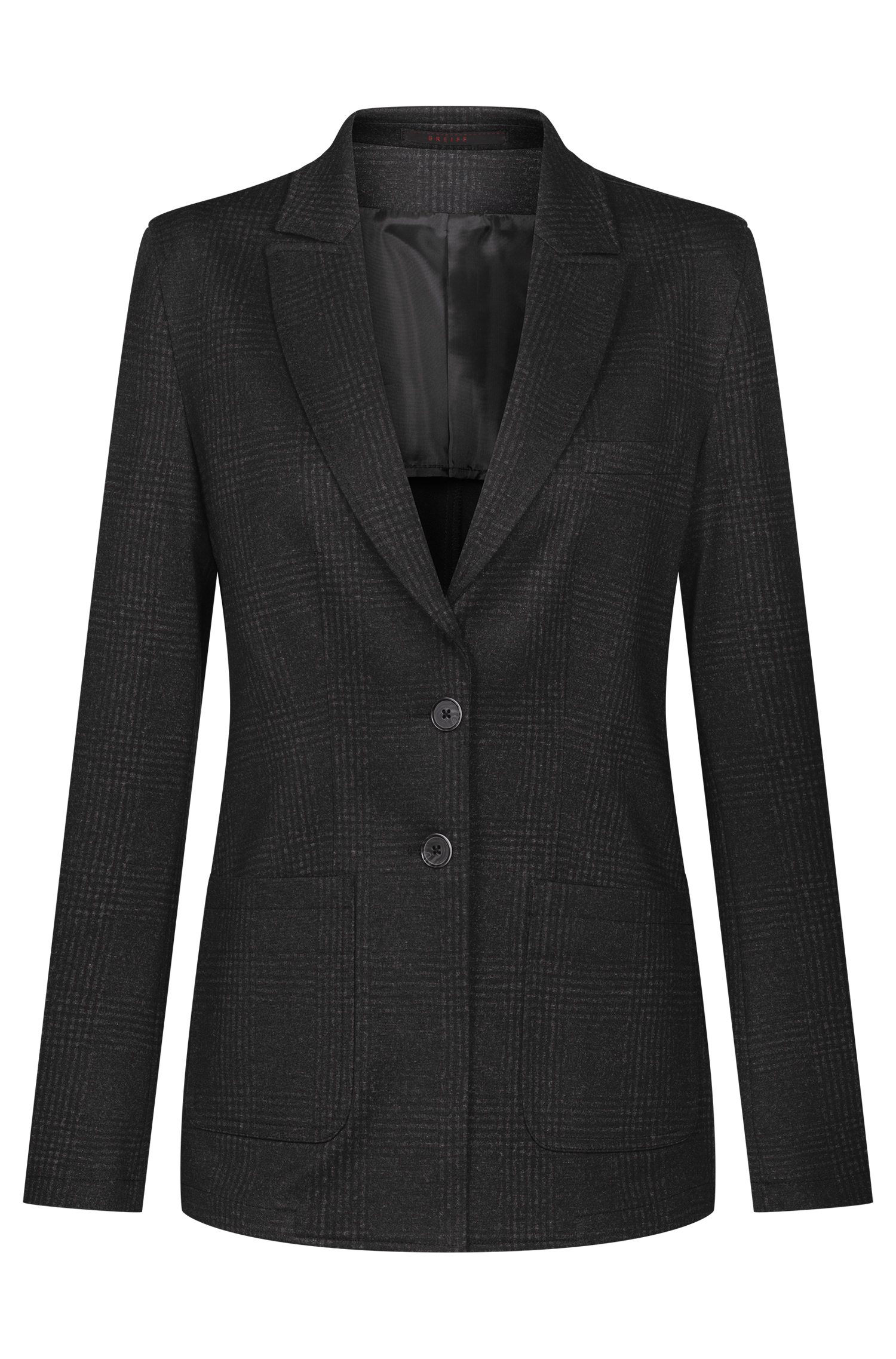 Greiff Damen-Jerseylangblazer RF Casual in Glencheck Anthrazit – Vorderansicht