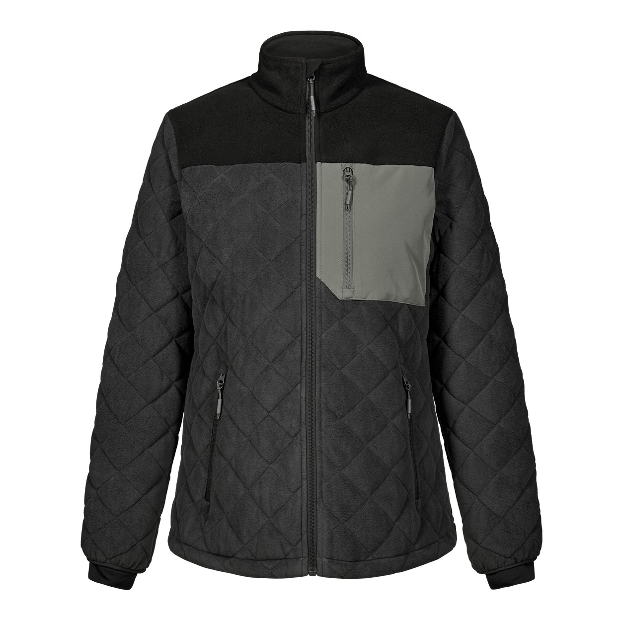 ENGEL Entire 1336-143 Damen Gestepptes-Fleecejacke in Anthrazitgrau/Schwarz – Vorderansicht
