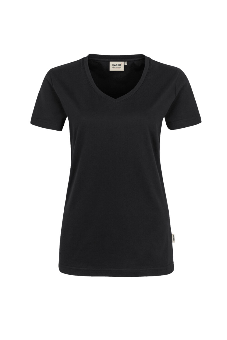 HAKRO 181 Damen V-Shirt MIKRALINAR® in Schwarz – Vorderansicht