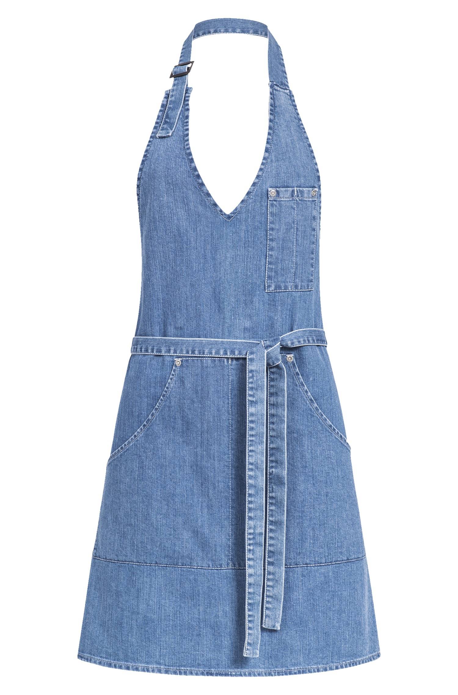 Greiff Damen-Latzschürze denim 70x61 cm in Light Blue Denim – Vorderansicht