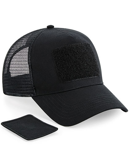 Beechfield Removable Patch Snapback Trucker in Black – Vorderansicht