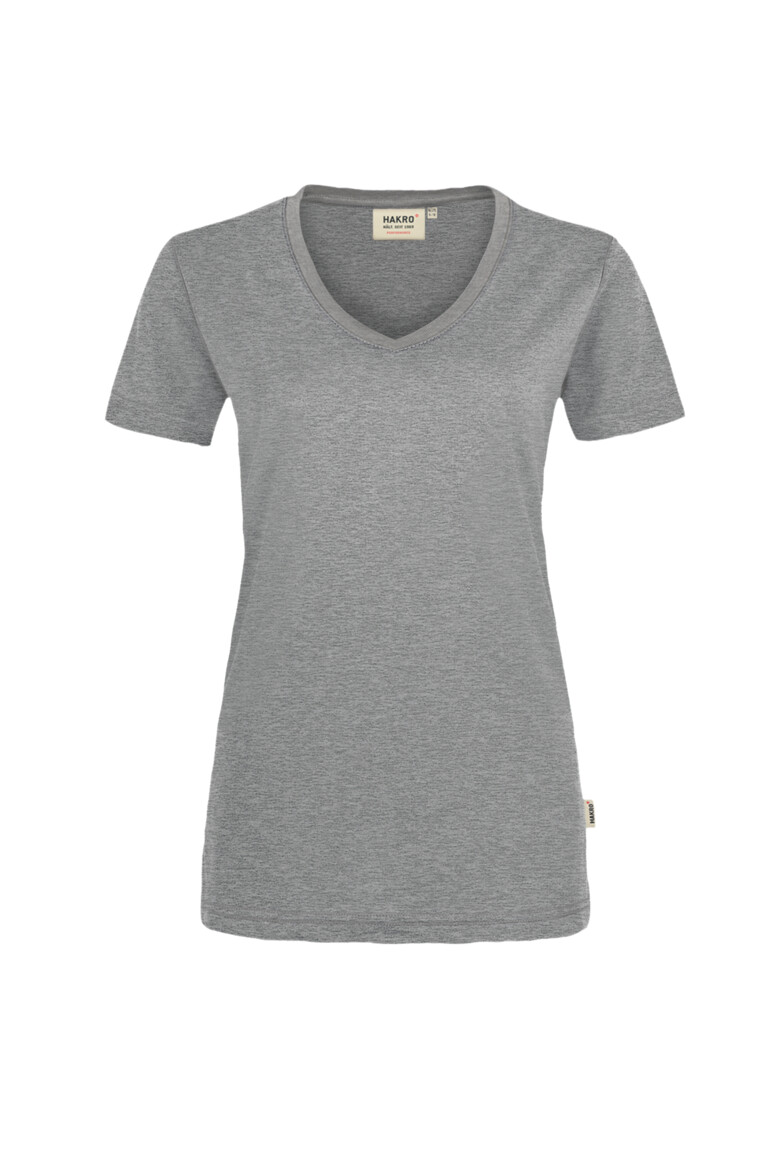 HAKRO 181 Damen V-Shirt MIKRALINAR® in Grau Meliert – Vorderansicht