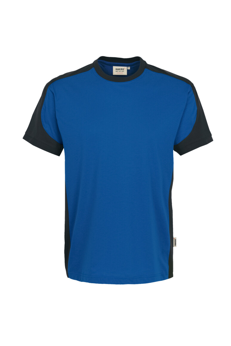 HAKRO 290 T-Shirt Contrast MIKRALINAR® in Royalblau/Anthrazit – Vorderansicht